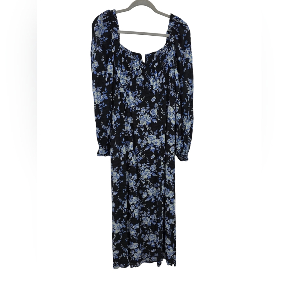 New Free People Jaymes Midi dress black blue floral Medium - Picture 2 of 8